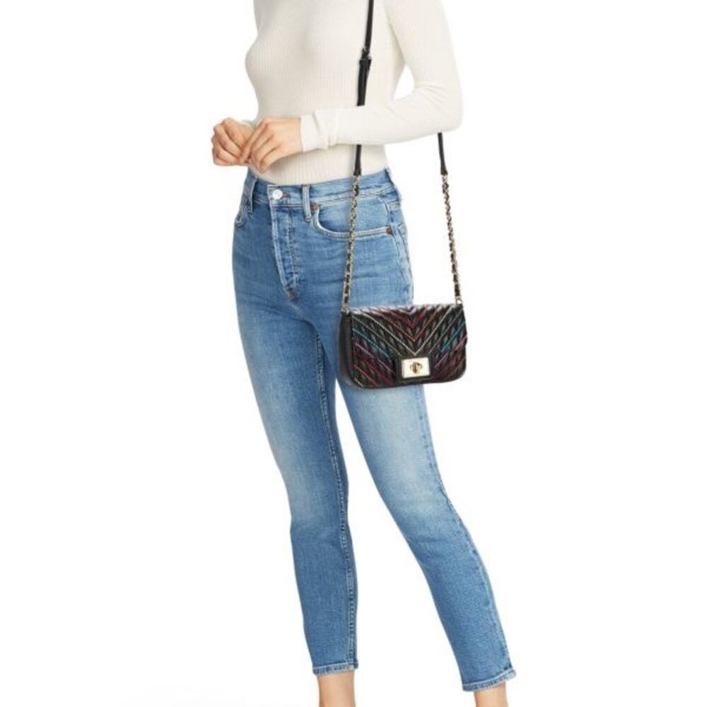 Karl Laggerfeld Agyness Rainbow Quilted Leather Shoulder Bag